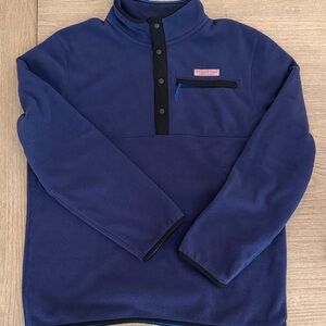 Vineyard Vines Navy Fleece Pullover with Black Trim